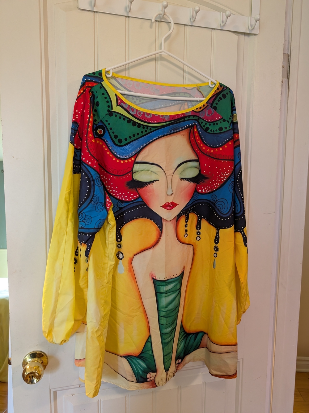 Yellow Women's Long Sleeve Graphic Art Tee